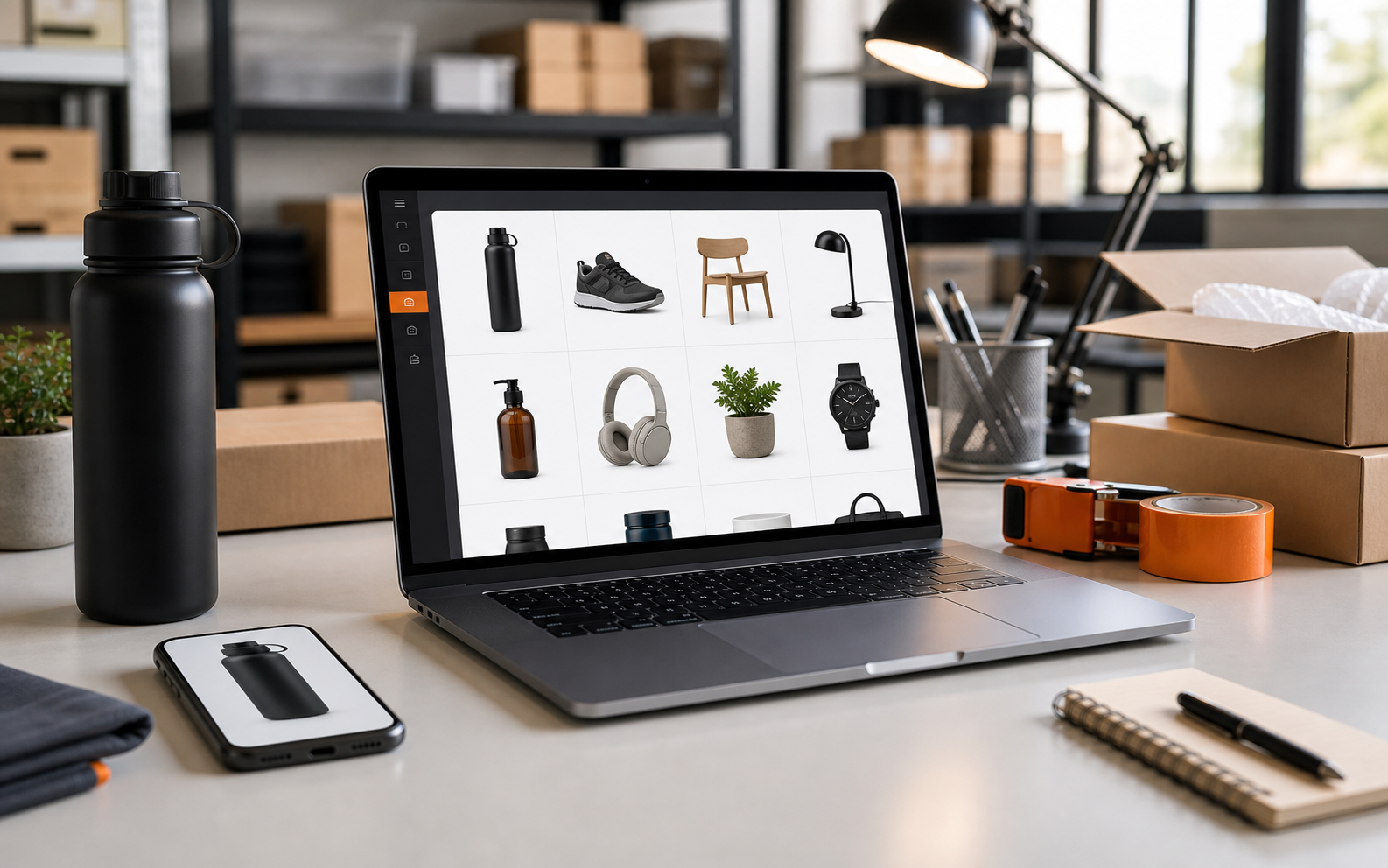 Clean ecommerce product image workflow on a laptop
